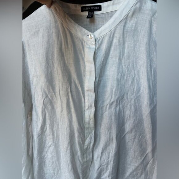 Eileen Fisher Casual White Linen Shirt - Picture 6 of 6